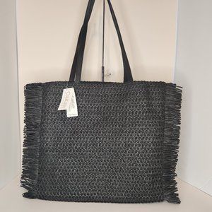 CEE KLEIN Paper Straw, Vegan Friendly Large Black Tote Bage - NWT
